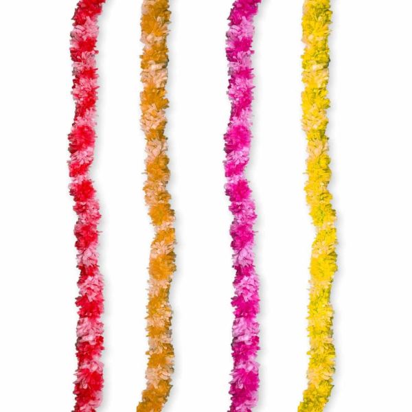 4 Pack Coloured Diwali Garland Leis - 150cm