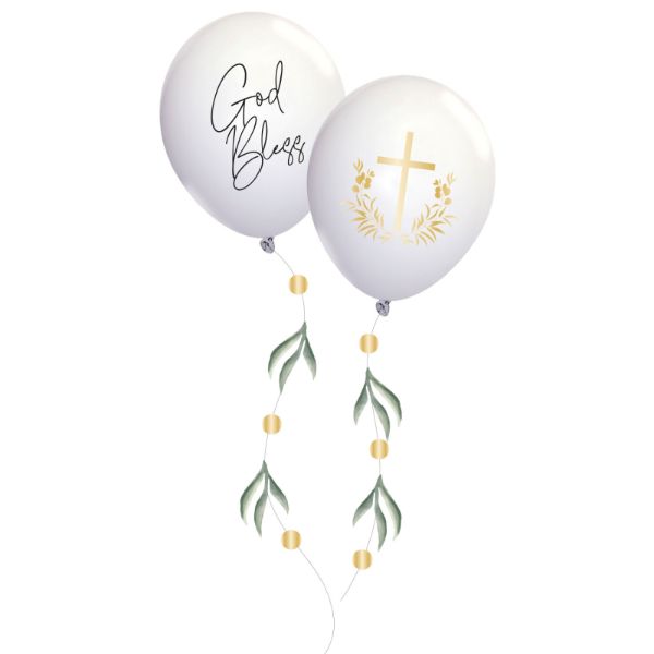 4 Pack God Bless Botanical Celebration Latex Balloon Kit - 27cm