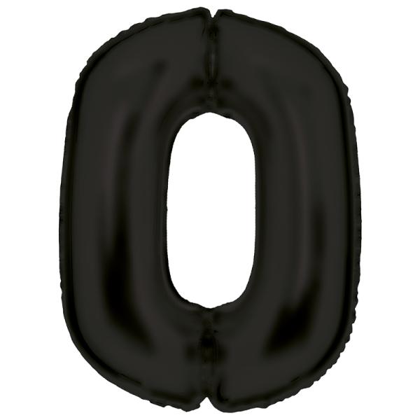 Large Silk Lustre Black Number 0 Foil Balloon - 64cm x 90cm