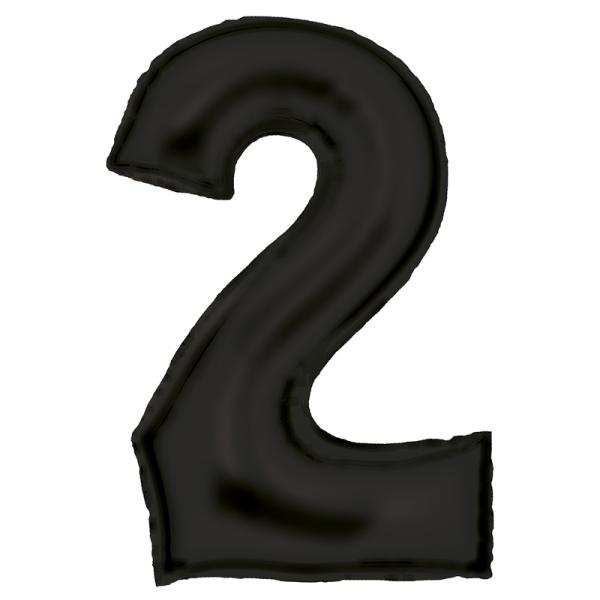 Large Silk Lustre Black Number 2 Foil Balloon - 55cm x 86cm