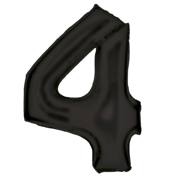 Large Silk Lustre Black Number 4 Foil Balloon - 66cm x 93cm