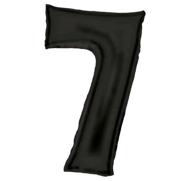 Large Silk Lustre Black Number 7 Foil Balloon - 53cm x 89cm