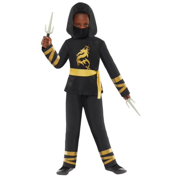 Gold Ninja Kids Costume - 4 - 6 Years