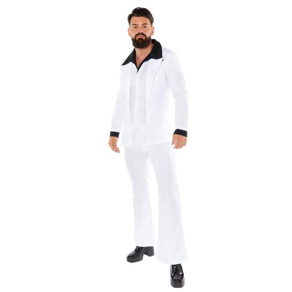 White 70s Disco Suit Mens Costume - Medium