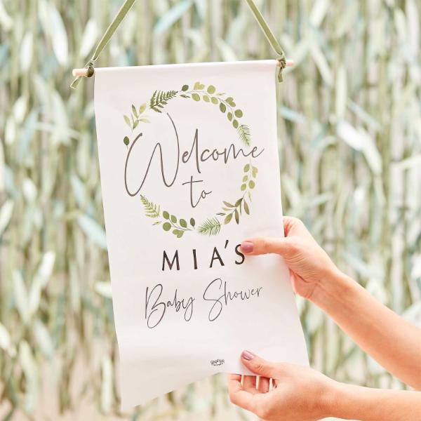 Botanical Baby Shower Customisable Welcome Sign - 40cm x 25cm
