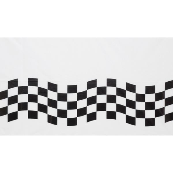 Black & White Check Border Print Paper Tablecover - 137cm x 259cm