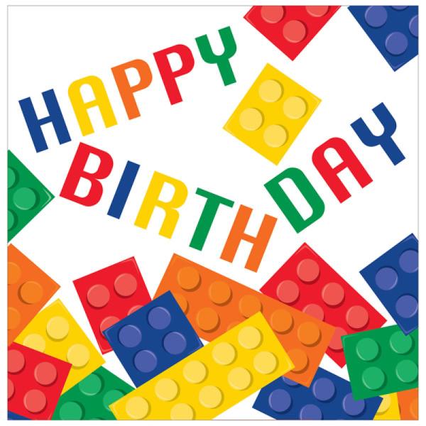 16 Pack Block Party Happy Birthday Lunch Napkins