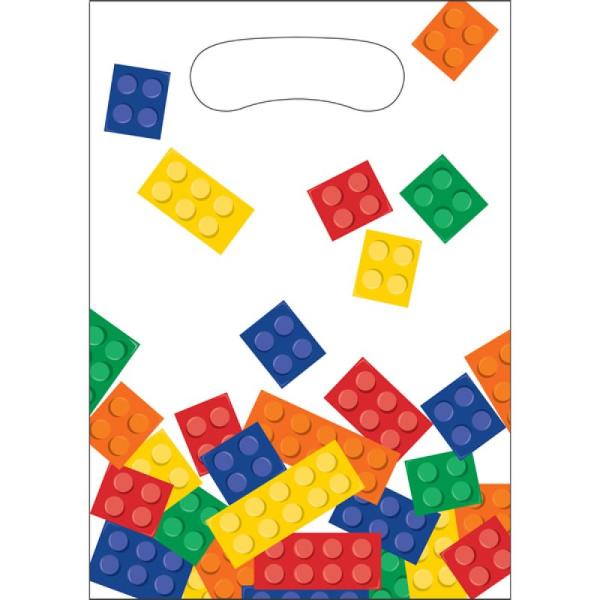 8 Pack Block Party Plastic Loot Bags - 22cm x 16cm