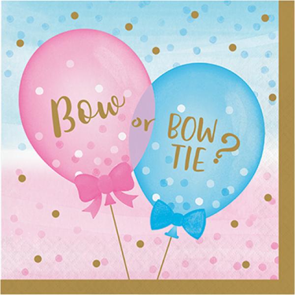 16 Pack Gender Reveal Balloons Lunch Napkins