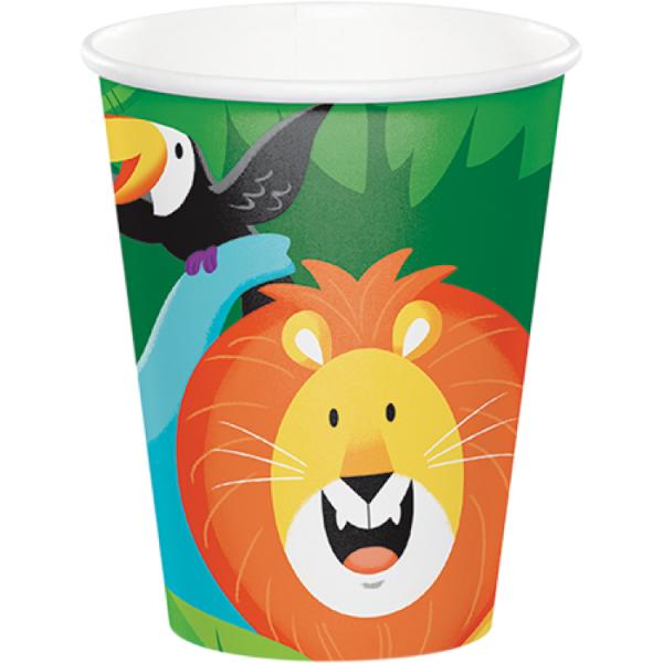 8 Pack Jungle Safari Paper Cups - 266ml