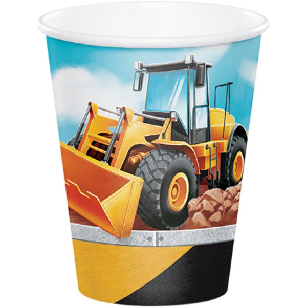 8 Pack Big Dig Construction Paper Cups - 266ml