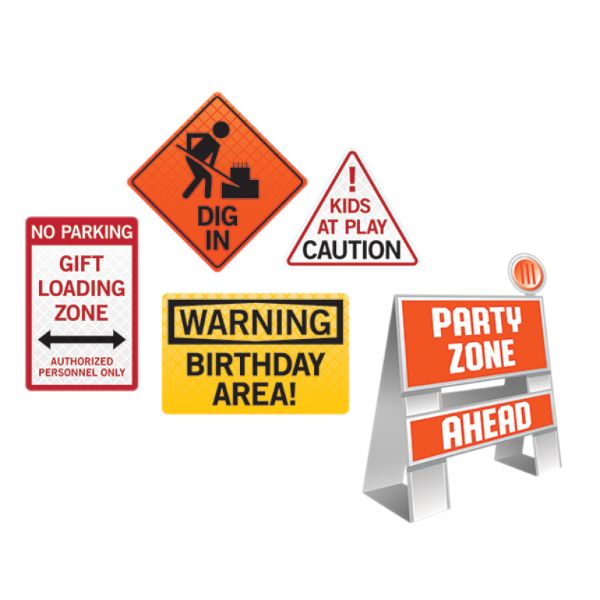 5 Pack Big Dig Construction Decorating Kit Easel & Wall Signs