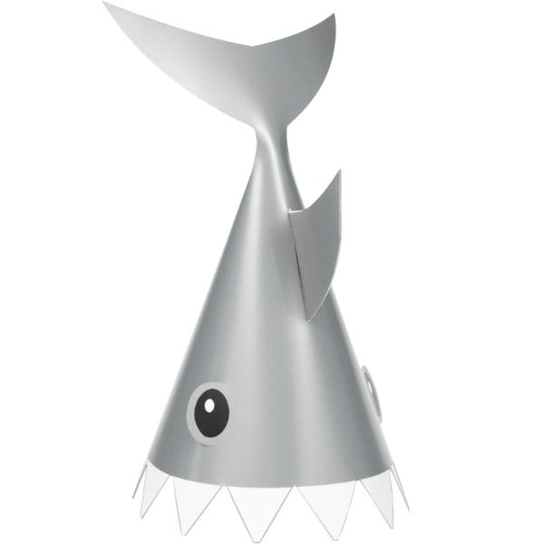 8 Pack Shark Party Shaped Party Hats - 21cm x 12cm