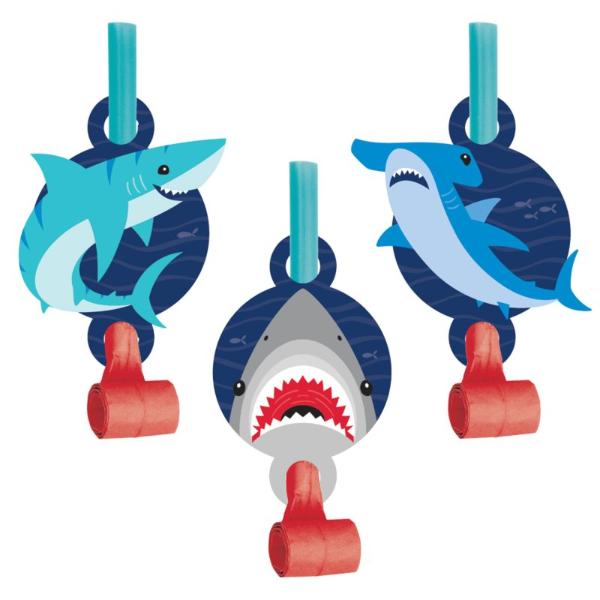 8 Pack Shark Party Blowouts With Medallions