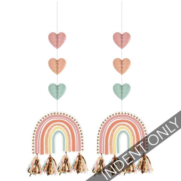 2 Pack Boho Rainbow Hanging Cutouts With Tassels