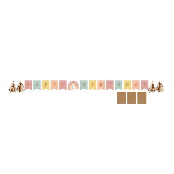 Boho Rainbow Shaped Banner With Ribbon & Stickers