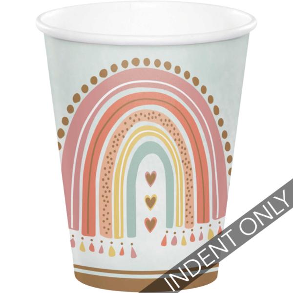 8 Pack Boho Rainbow Hot / Cold Cups - 266ml