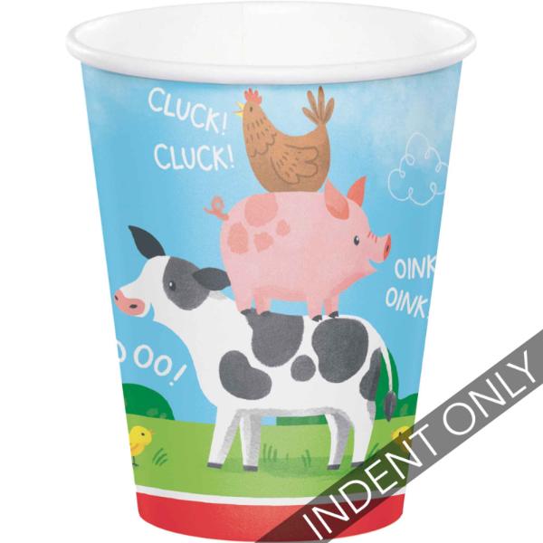8 Pack Farm Animals Cups