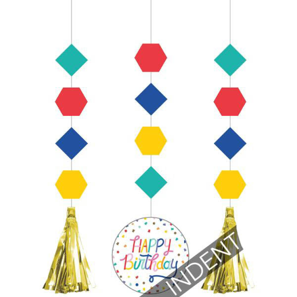 3 Pack Birthday Confetti Hanging Cutouts