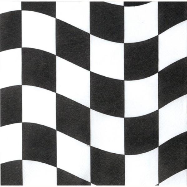 18 Pack Black & White Check Beverage Napkins