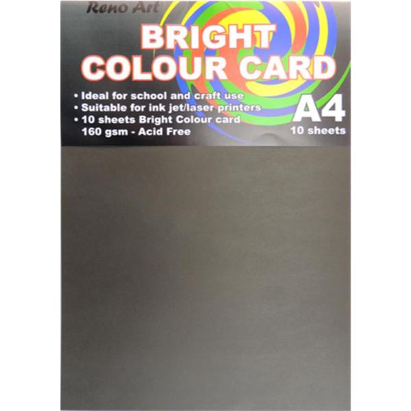 A4 Black Bright Colorued Card - 10 Sheets