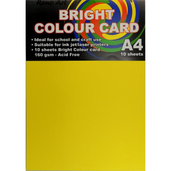 A4 Yellow Bright Colorued Card - 10 Sheets