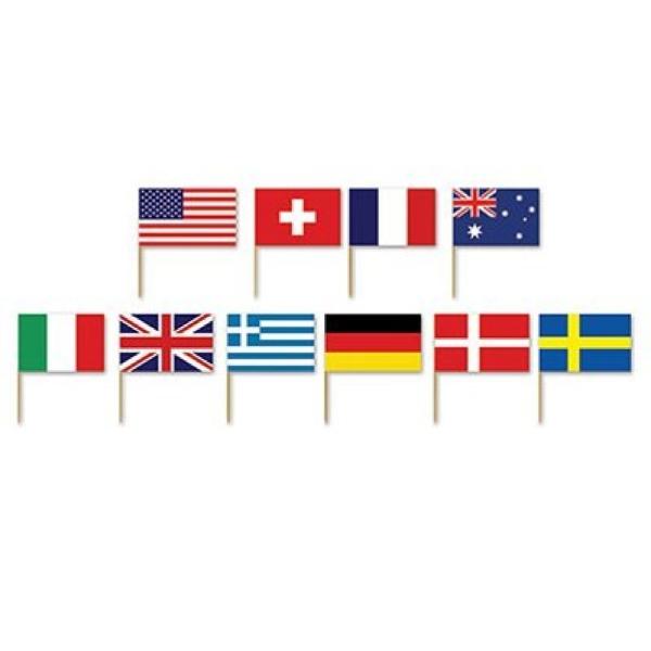 50 Pack Beistle International Flag Picks - 6cm