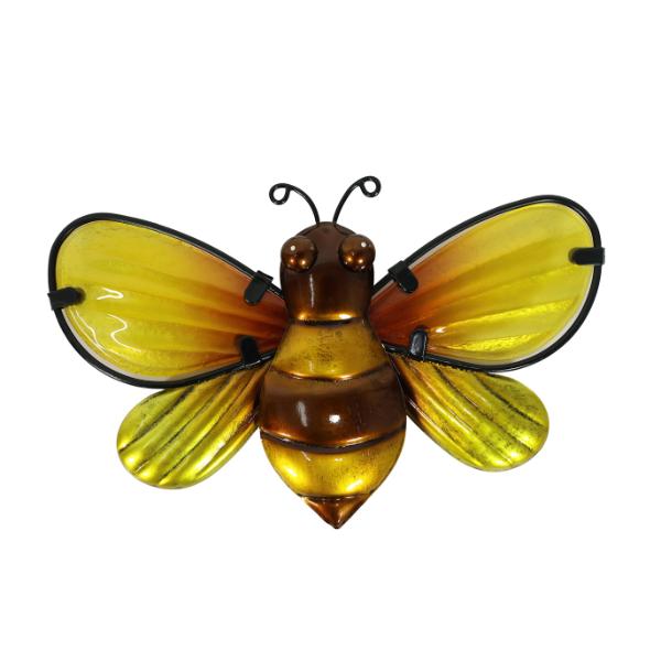 Metal Glass Bee Wall Art - 20cm