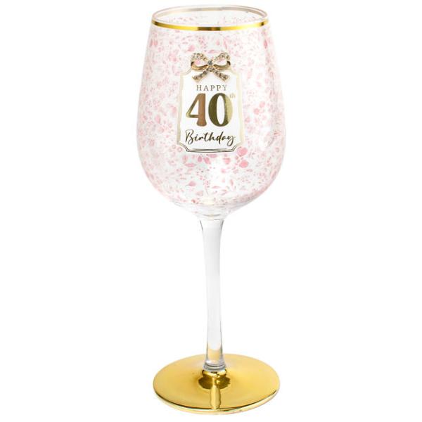 40th Birthday Bow Wine Glass