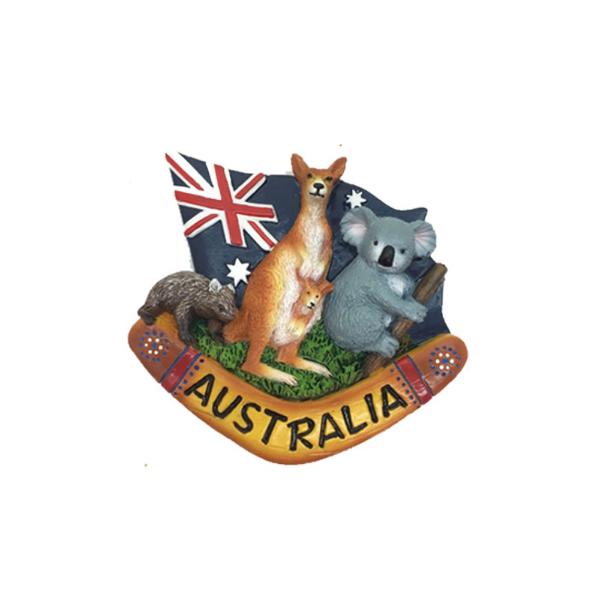Australia Kangaroo & Koala In front off Flag Magnet