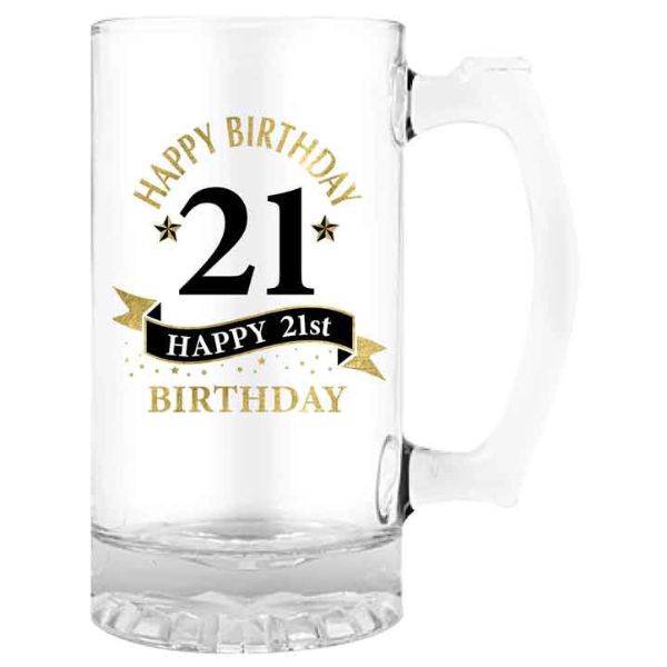 Happy 21st Birthday Beer Stein - 490ml