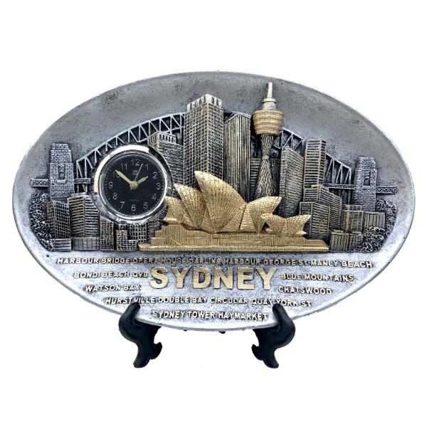 Silver Resin Plate With Clock