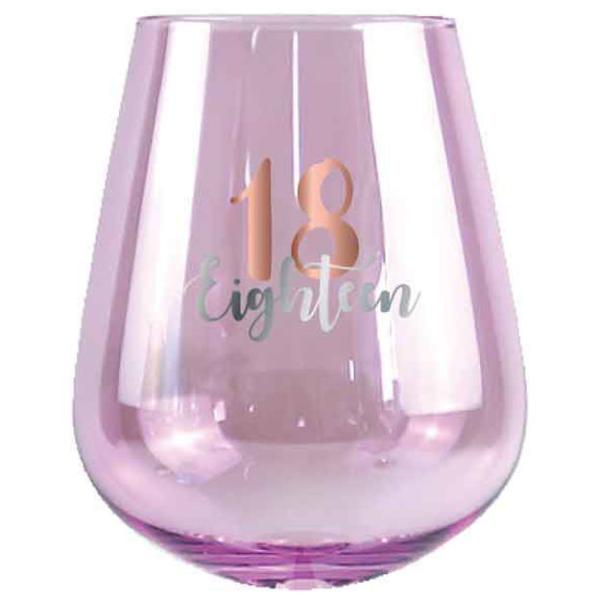 Pink 18th Decal Stemless Glass - 600ml