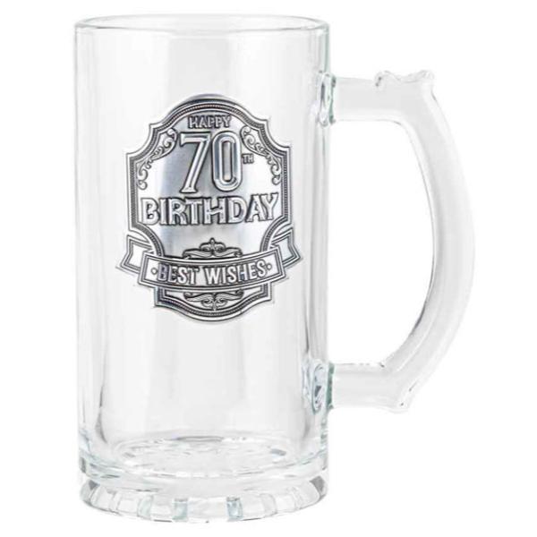 70th Birthday Badge Beer Stein - 460ml