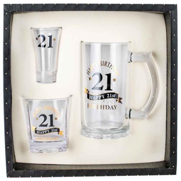 3 Pack 21st Stein Whisky Shot Glass Set