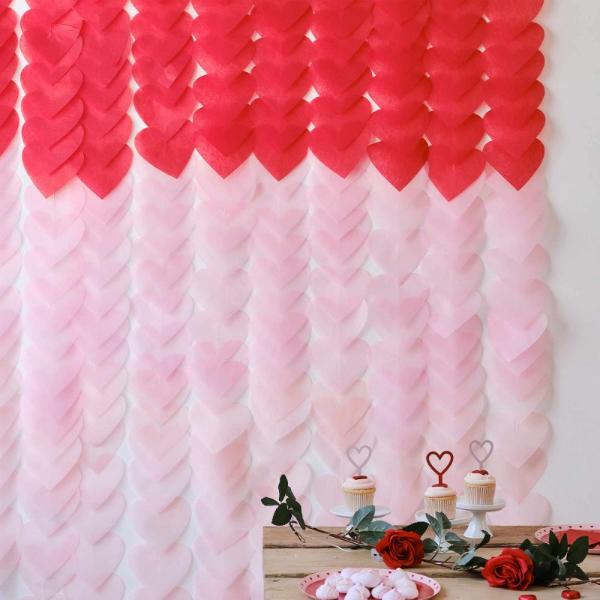Red & Pink Ombre Heart Party Backdrop
