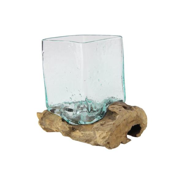Driftwood Square Glass Blown Vase - 16cm