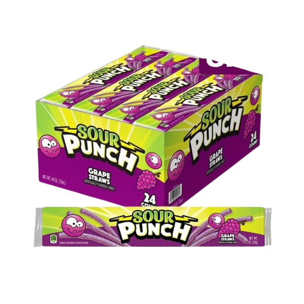 Sour Punch Grape Straws - 57g