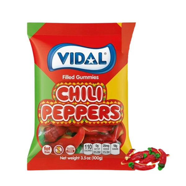 Vidal Chilli Peppers Filled Gummies - 100g