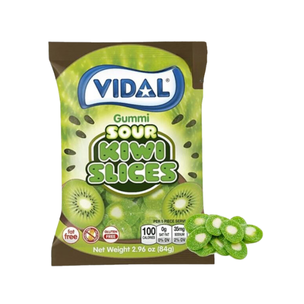 Vidal Sour Kiwi Gummi Slices - 84g