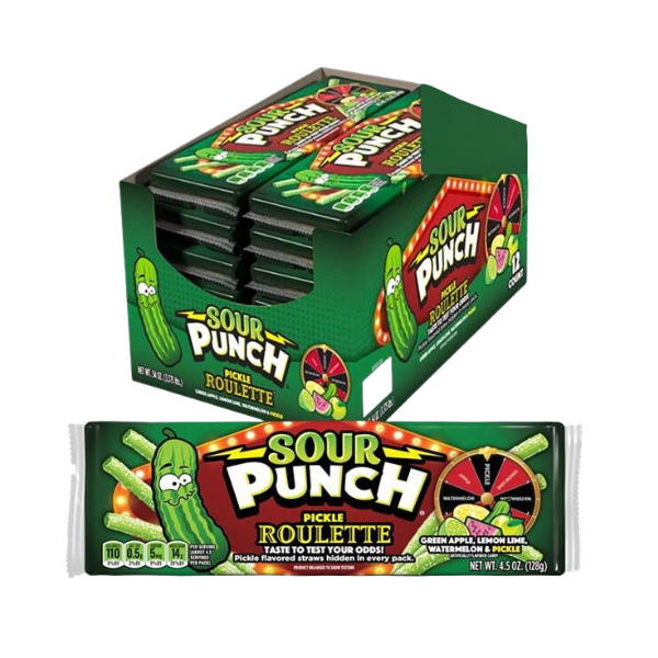 Sour Punch Pickle Roulette Straws - 128g