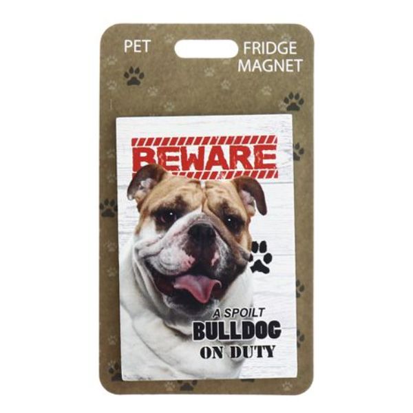 Beware Bulldog Pet Fridge Magnet