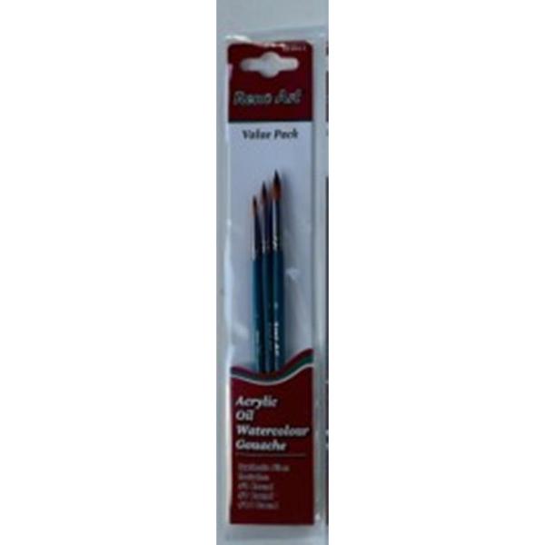 3 Pack Round Value Paint Brush Set