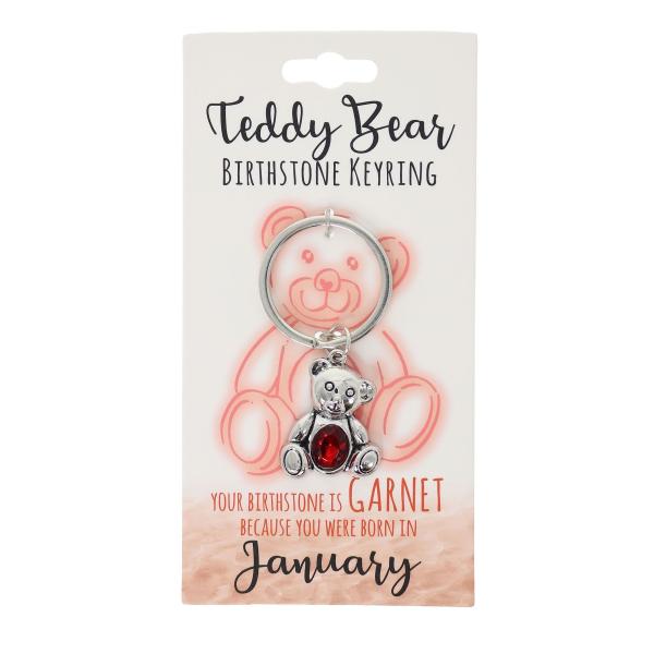 January Teddy Bear Birthstone Keyring