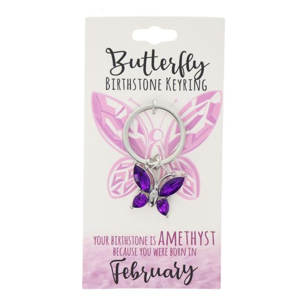 February Butterfly Birthstone Keyring