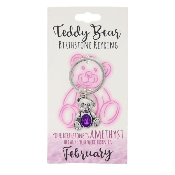 February Teddy Bear Birthstone Keyring