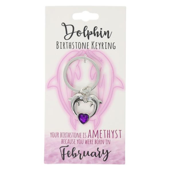 February Dolphin Birthstone Keyring