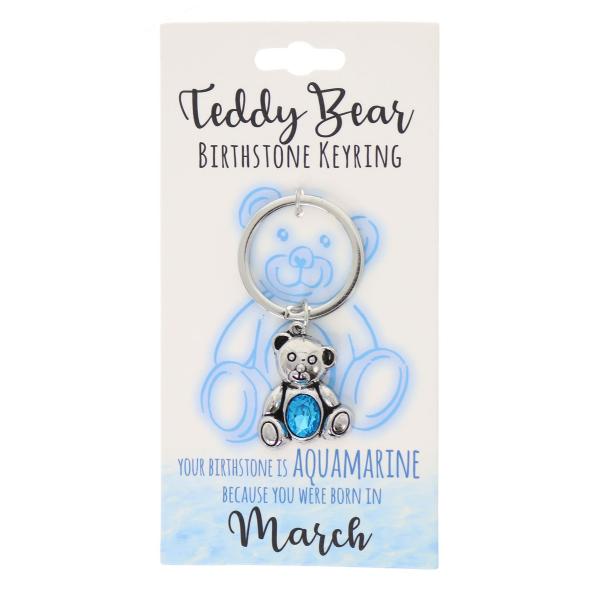 March Teddy Bear Birthstone Keyring