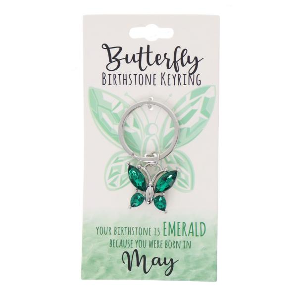 May Butterfly Birthstone Keyring