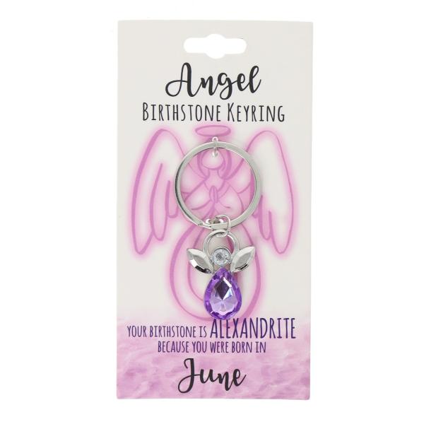 June Angel Birthstone Keyring | The Base Warehouse